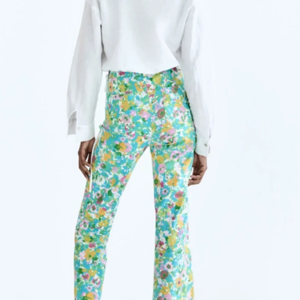 Zara Linen High Waist Floral Women’s Pants Size 2